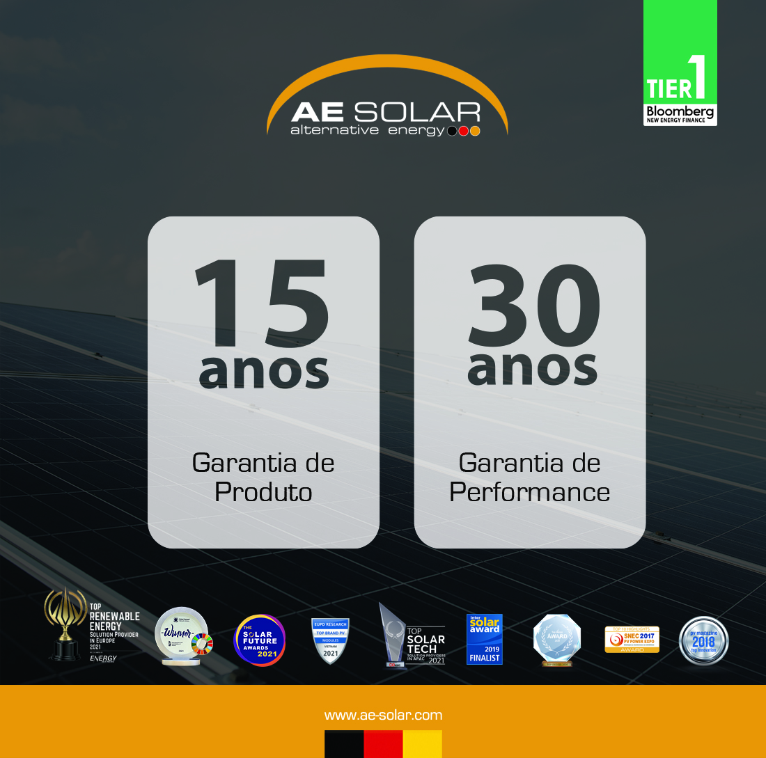 Garantia de Placas Solares: 15 ANOS DE PRODUTO | 30 ANOS DE PERFORMANCE