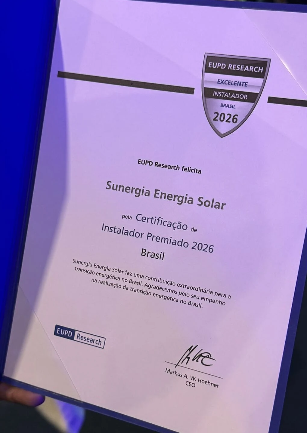 Certificado Top Brand PV Installer 2026 EUPD Research